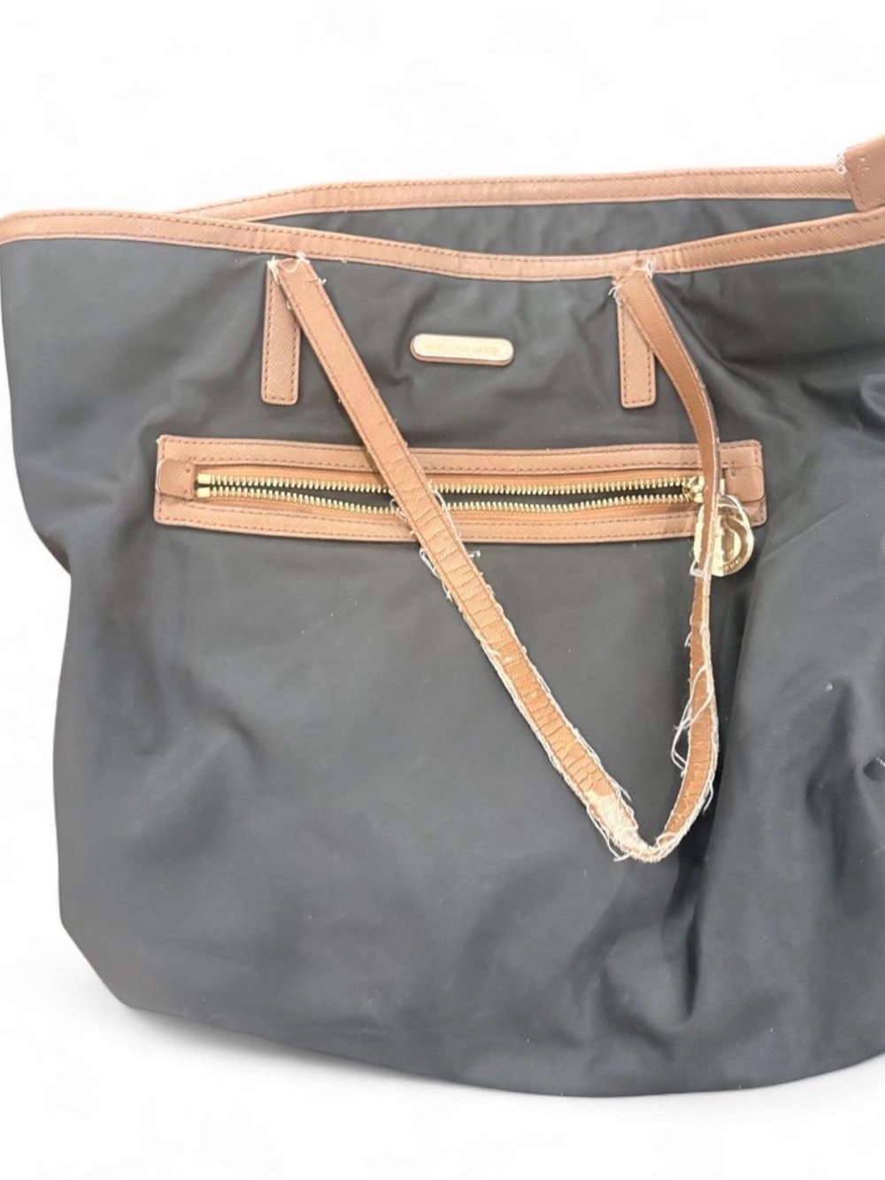 MICHAEL Michael Kors Black Tote with Brown Trim and Gold Hardware